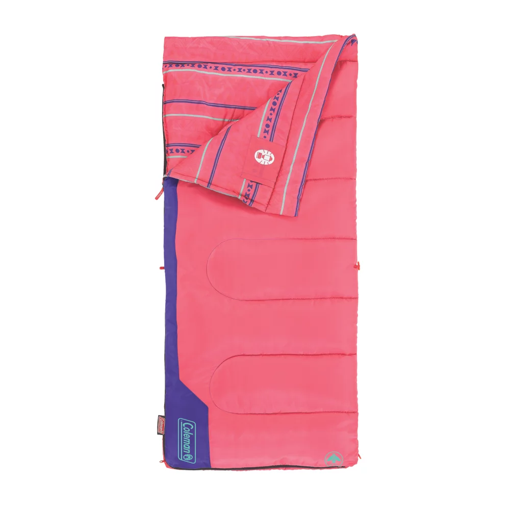 Coleman Kids 50°F Cool-Weather Sleeping Bag, Pink 1 Coleman Kids 50°F Cool-Weather Sleeping Bag, Pink