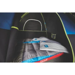 Coleman 4-Person Dark Room Sundome Tent 14 Coleman 4-Person Dark Room Sundome Tent -Camp And Explore 2000032253 coleman dark room tent 4p interior capacity with props green turquoise detail 1