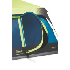 Coleman 10-Person Dark Room Instant Cabin Tent With Rainfly -Camp And Explore 2000032730 coleman dark room tent 10p hinge door green turquoise detail 1