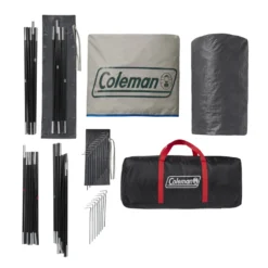 Coleman 4-Person Cabin Tent With Screened Porch, Evergreen 17 Coleman 4-Person Cabin Tent With Screened Porch, Evergreen -Camp And Explore 2000035607 Coleman 2020 US Overhead 18Stakes 1