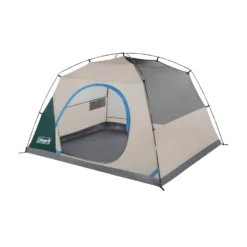 Coleman Skydome™ 6-Person Camping Tent With Full-Fly Vestibule, Evergreen -Camp And Explore 6P DmVstblFllFly Evrgrn 3 FrontAngle FlyOff DoorOpen