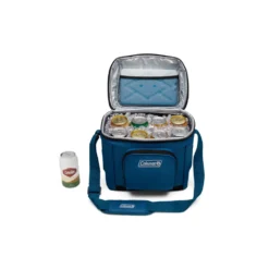 Coleman CHILLER™ 16-Can Soft-Sided Portable Cooler 7 Coleman CHILLER™ 16-Can Soft-Sided Portable Cooler -Camp And Explore Chiller 18 Soft Cooler With Liner Deep Ocean 2158119 Straight on Open Propped With Ice Subs 0003 v1 1