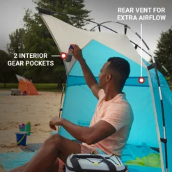 Coleman Skyshade™ Small Compact Beach Shade, Caribbean Sea -Camp And Explore Coleman 2000037508 Skyshade CaribbeanSea ATF6