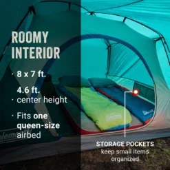 Coleman Skydome™ 4-Person Camping Tent With Full-Fly Vestibule, Evergreen -Camp And Explore Coleman 2000037516 Skydome FullFlyVest 4P ATF6