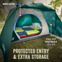 Coleman Skydome™ 6-Person Camping Tent With Full-Fly Vestibule, Evergreen -Camp And Explore Coleman 2000037518 Skydome FullFlyVest 6P ATF3
