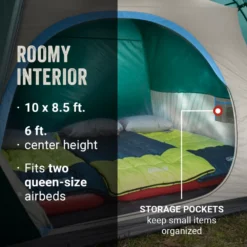 Coleman Skydome™ 6-Person Camping Tent With Full-Fly Vestibule, Evergreen -Camp And Explore Coleman 2000037518 Skydome FullFlyVest 6P ATF6